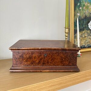 Large Antique Handmade Burl Wood Pedestal Styling Box